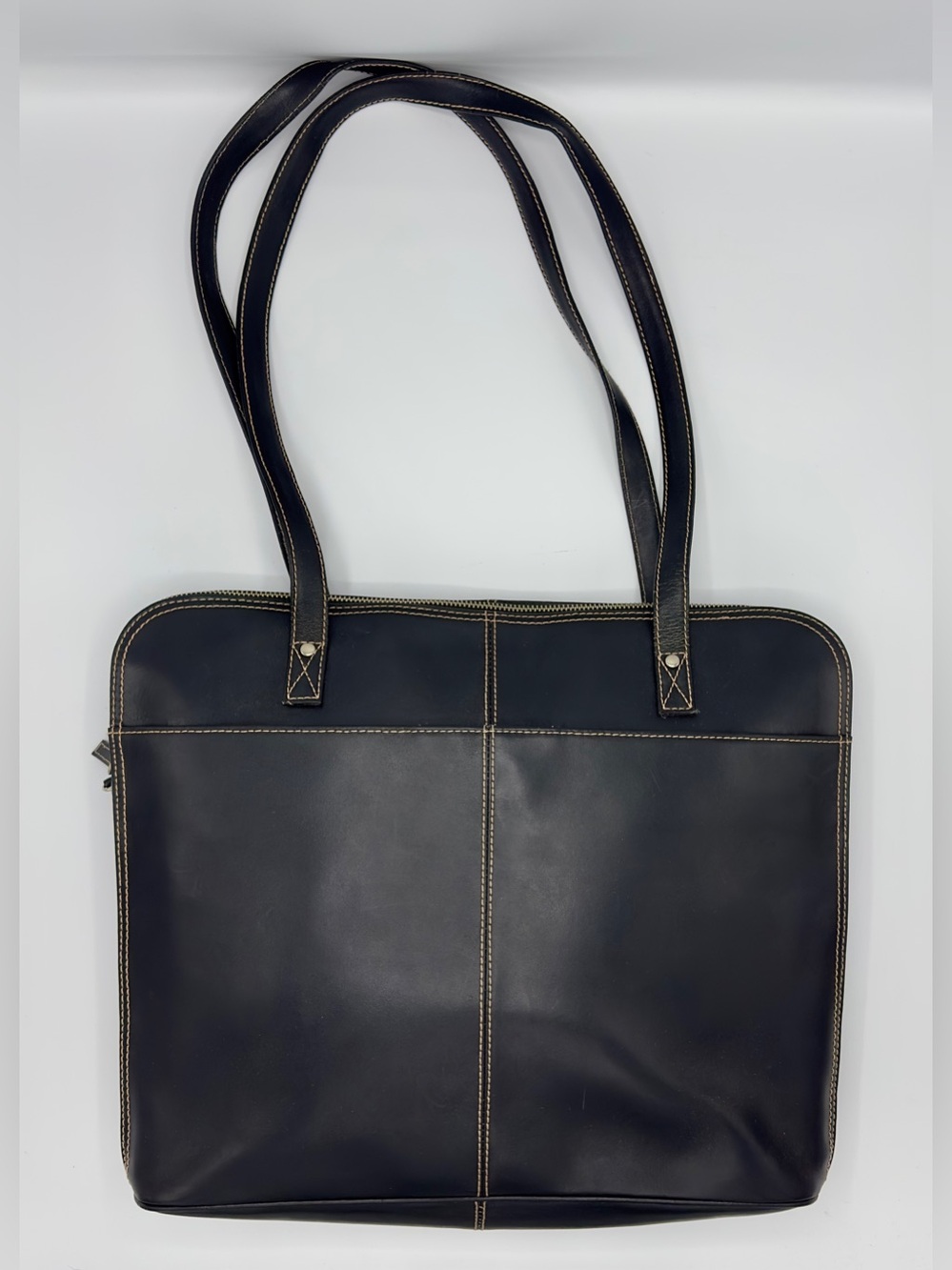 Wilsons Leather Pelle Studio Black Leather Laptop Tote Bag - Picture 1 of 16
